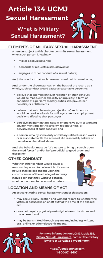 What is Article 134 UCMJ Military Sexual Harassment? Article 134 UCMJ Military Sexual Harassment